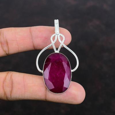 Faceted Kashmir Ruby Pendant Gemstone Jewelry 925 Sterling Silver Pendant Handmade Pendant Silver Jewelry Brand New Pendant Gifts For Women