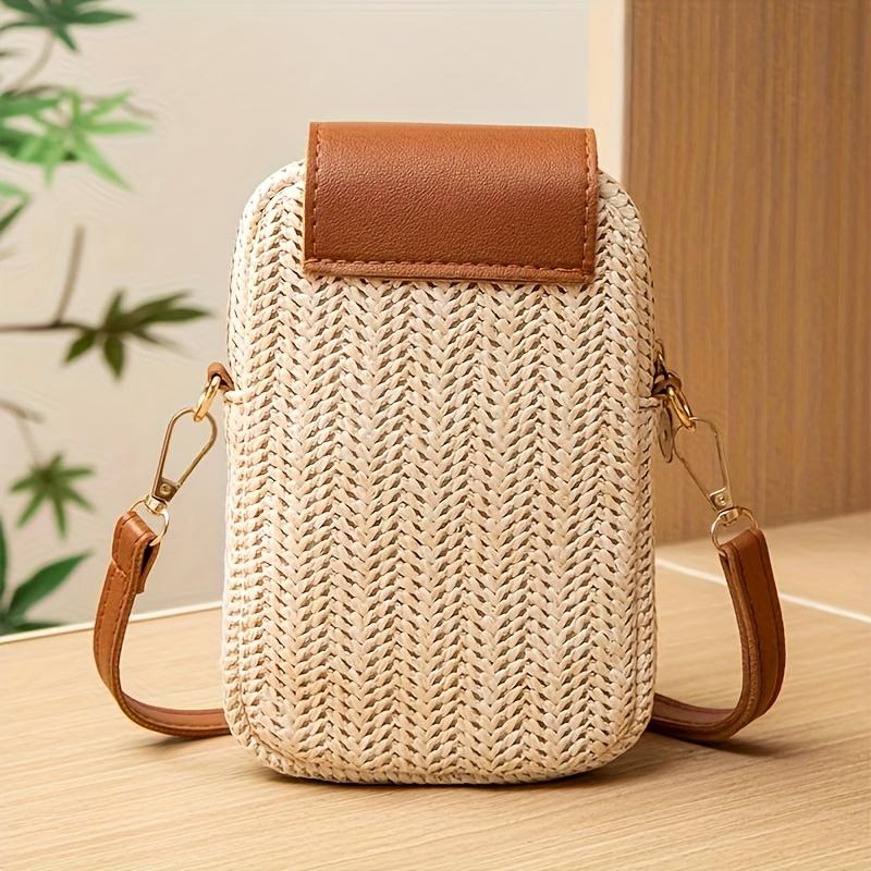 Casual Street Style Cute Mini Crossbody Cell Phone Bag With Coin Pocket Fabric Woven Design Adjustable Shoulder Strap For Ladies' Outings, Parties