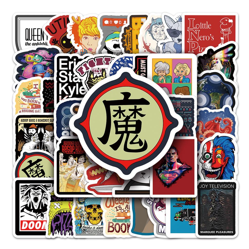 50 Ins Style Suitcase Cartoon European and American Graffiti Notepad Waterproof Travel Box Scooter Sticker