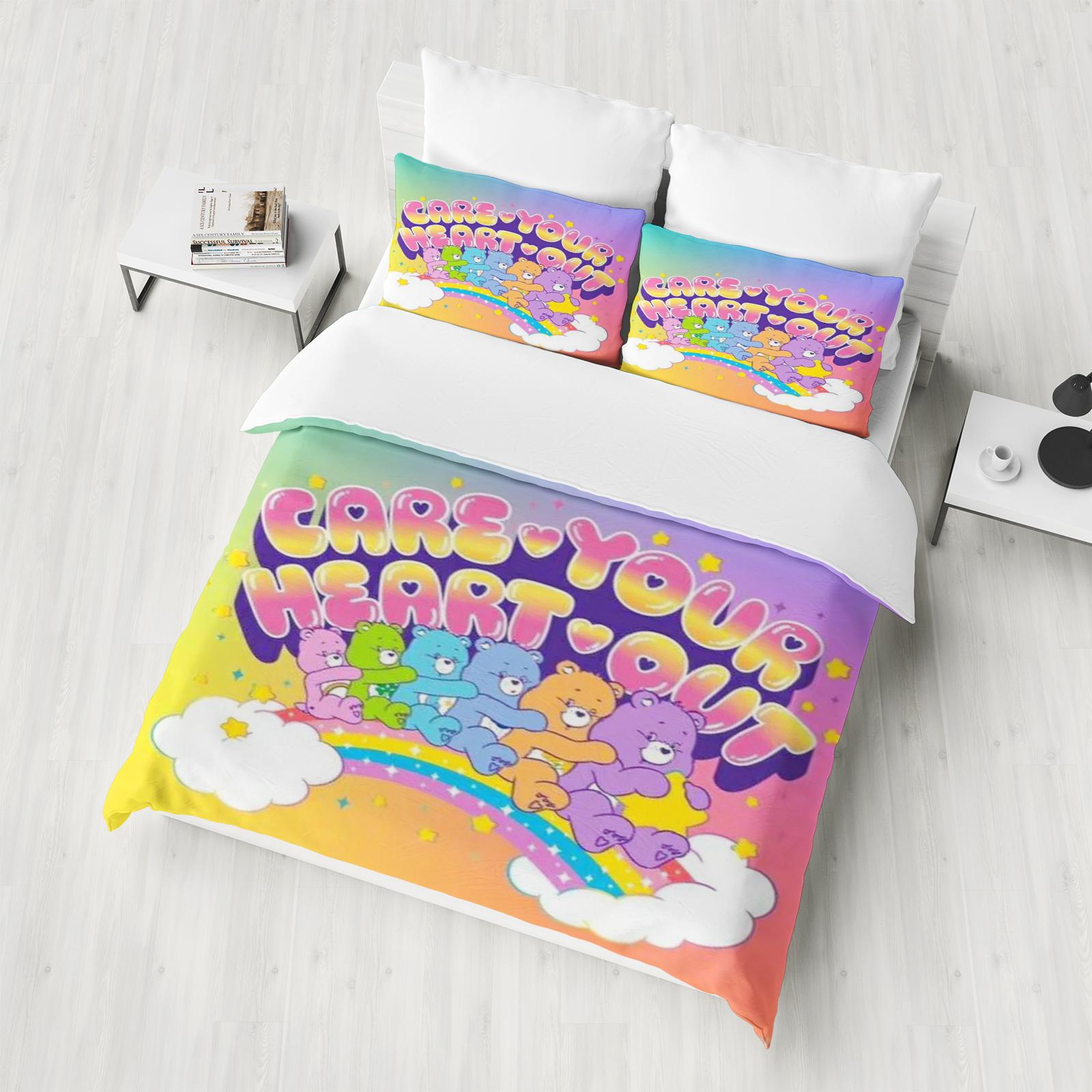 

Carebears Care Bears Anime, Home Bedroom Comforte Nordic polyester material, suitable for children and adults, 3-piece set 90x200cm
