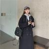 2024 Winter Thickened Woolen Coat: Korean-Style, Loose Fit, Mid-Length, Spliced, Hooded Design for Women