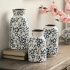 French-Chinese Ice Crackle Blue & White Ceramic Vase: Entrance & Living Room Decor