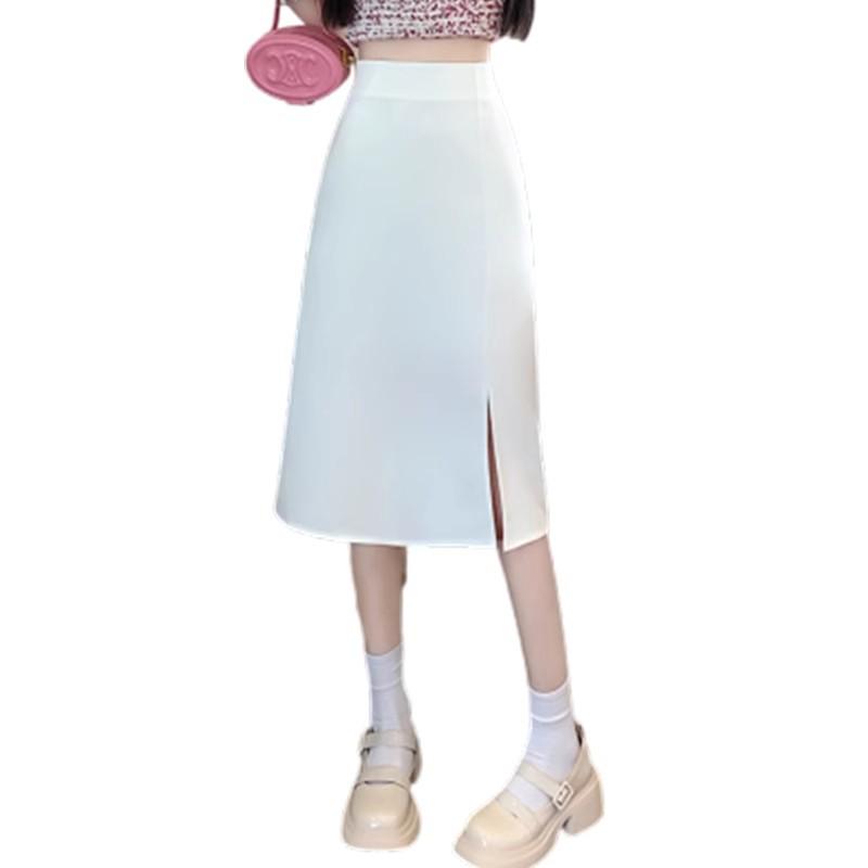 Plus Size Autumn A-Line Midi Skirt: High Waist Hip-Wrapping Slimming Skirt for Pear-Shaped Figures