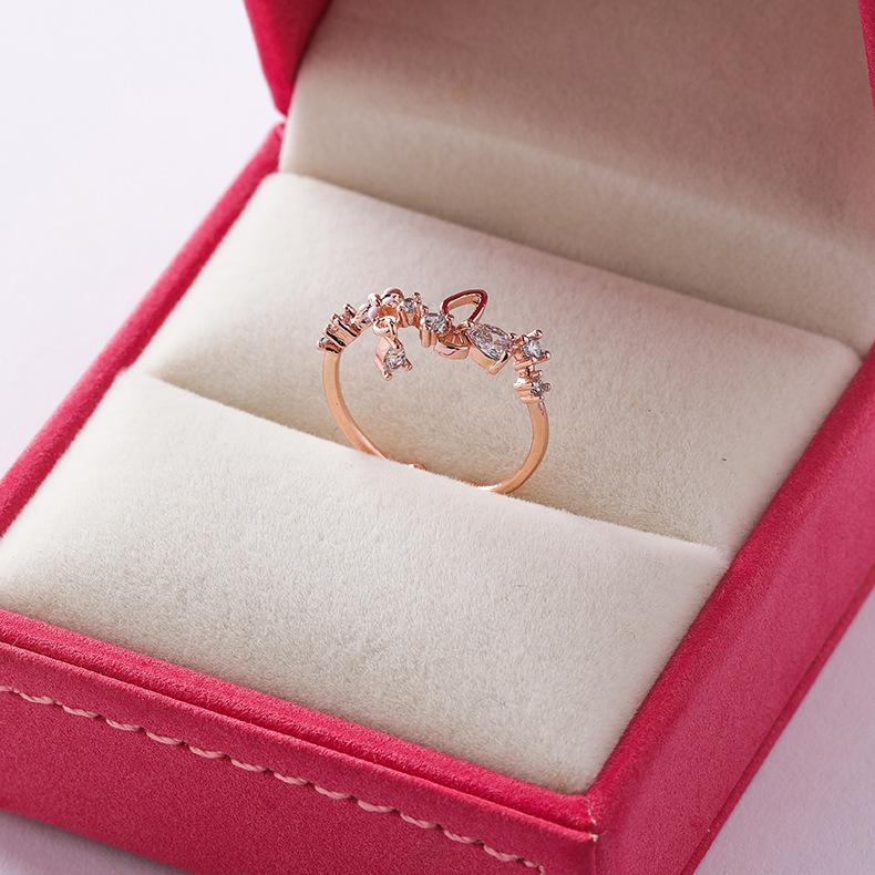 Neue Zarte Zirkon Ringe Micro-intarsien Kristall Elegante Blumen Herz Ringe Für Frauen Verstellbare Öffnung Ringe Partei Schmuck