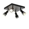 Ceiling Spotlight - NETTLIFE - Black Ceiling Spotlight - 4x GU10 - Swiveling - Aluminum