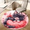1pc Anime Design Round Carpet Cute Cat with Heart Print, Office Chair Mat, Non Slip Rug for Home Decor