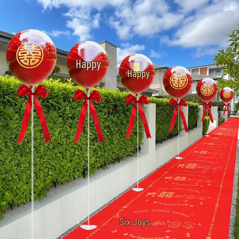 Outdoor Wedding Aisle Balloons - Double Happiness Yard Decorations