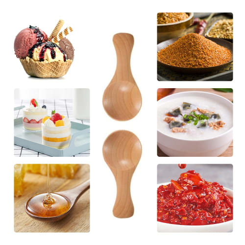 4 Small Wooden Salt Spoons, Solid Wood Condiment Spoons, Handmade Honey Teaspoons, for Condiments, Sugar, Coffee, Tea, Jam, Mustard, Ice Cream, Milk,