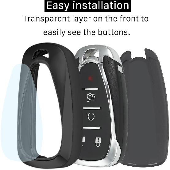 For Chevrolet Key Fob Cover,Case With Keychain,Soft TPU 360 Protection Key Case Compatible With Chevy Malibu Camaro Trax Blazer Traverse Sonic Cruze