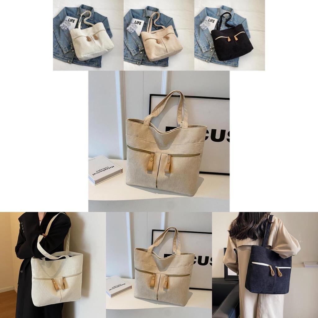 Stylish Large Capacity Women's Canvas Tote Bag Vintage Casual Shoulder Purse