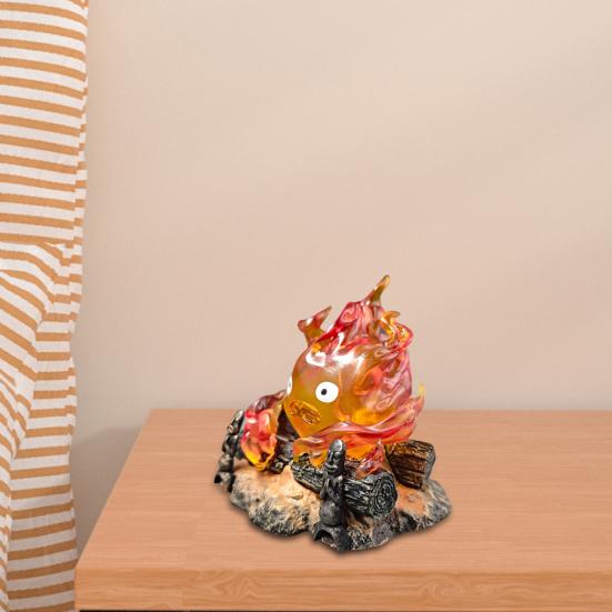 Anime Flame Night Light Collectible Orange Flame Lamp Flickering Flame Effect Bedside Lamp for Bedroom Decor Anime Fans Gift