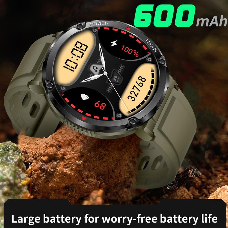 1.6"400*400 HD Duży Ekran Wodoodporny Smartwatch Męski 600 mAh Duża Bateria Monitor Fitness Połączenia Bluetooth Męski Smartwatch