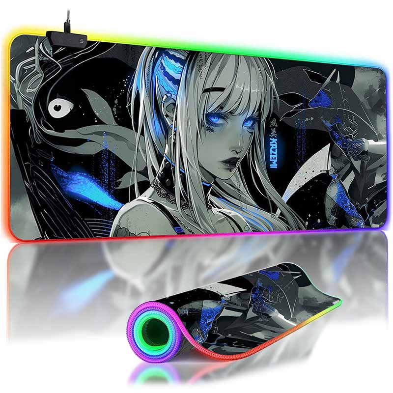 Anime Mask Girl Mouse Pad Yuki Aim Large Mouse Mat E-Sports Gamer Desk Pads Non-Slip Rubber Premium Mouse Pad XXL Keyboard Mats