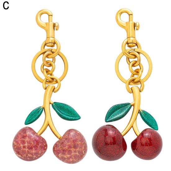 1/2Pcs Keychain Holder Cherry Leaves Charm Keyring Fade-resistant Alloy Key Ring Backpack Car Accessory
