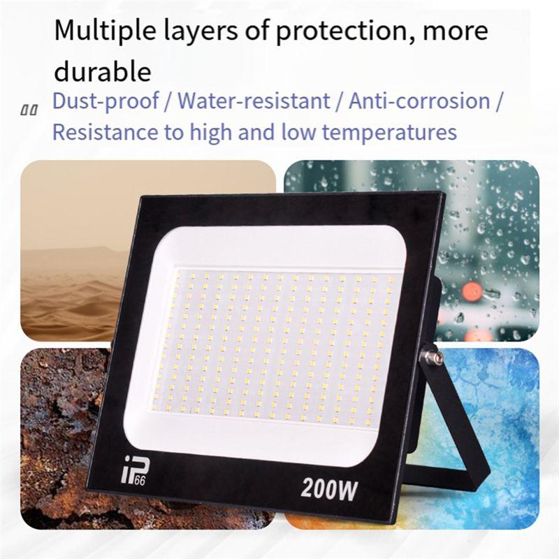 ABUL-200W LED Floodlight 6500K 220V IP66 Indoor Outdoor Spotlight Projector Lighting For Wall Garage Gym Street