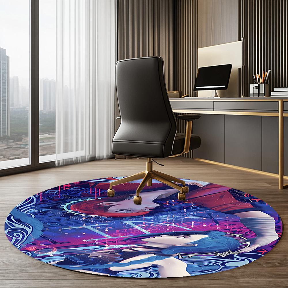 Jinx Printed Round Rug Carpet Chair Rug Area Rug Entryway Doormats,for Office Chair Living Room Bedroom Kitchen Room.