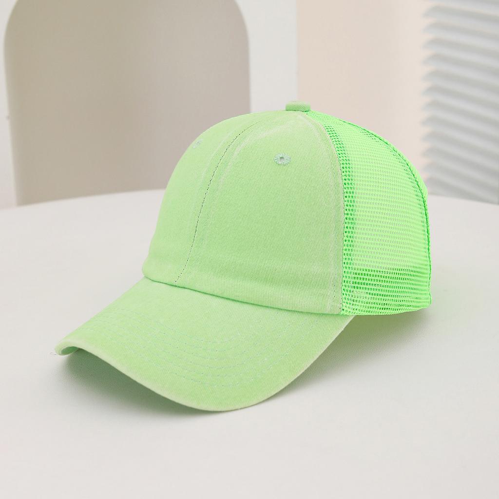 Casual Water-washed Mesh Baseball Cap, Adjustable Curved Brim Baseball Cap, Summer Sweat-absorbing and Breathable Sun Hat