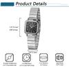 Cute Square Stainless Steel Strap with Adjustable Quartz Fashion Watch Perfect for or as a Gift for Her Women's Watch, Waterproof Length, Movement, -