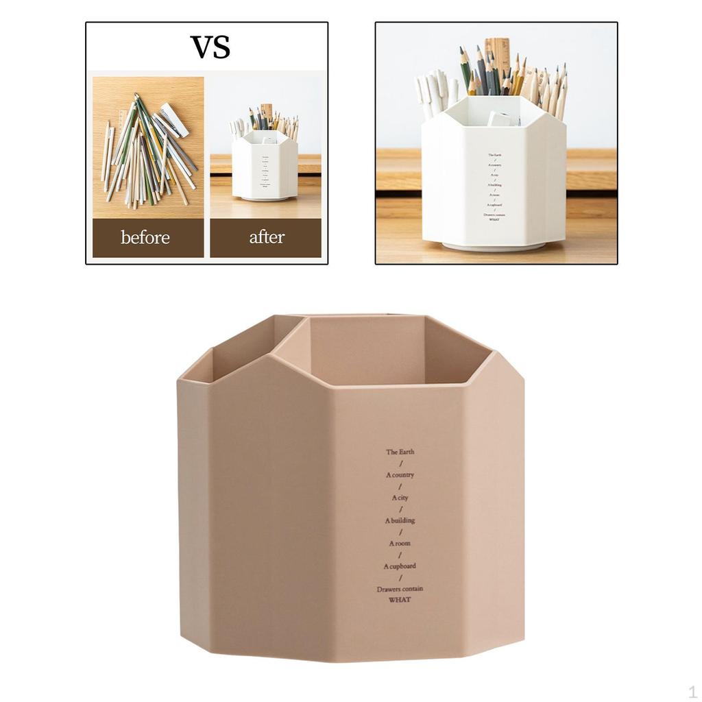 Creative Pen Holder Large Capacity Thick Plastic Durable Makeup Barrel for School Desktop