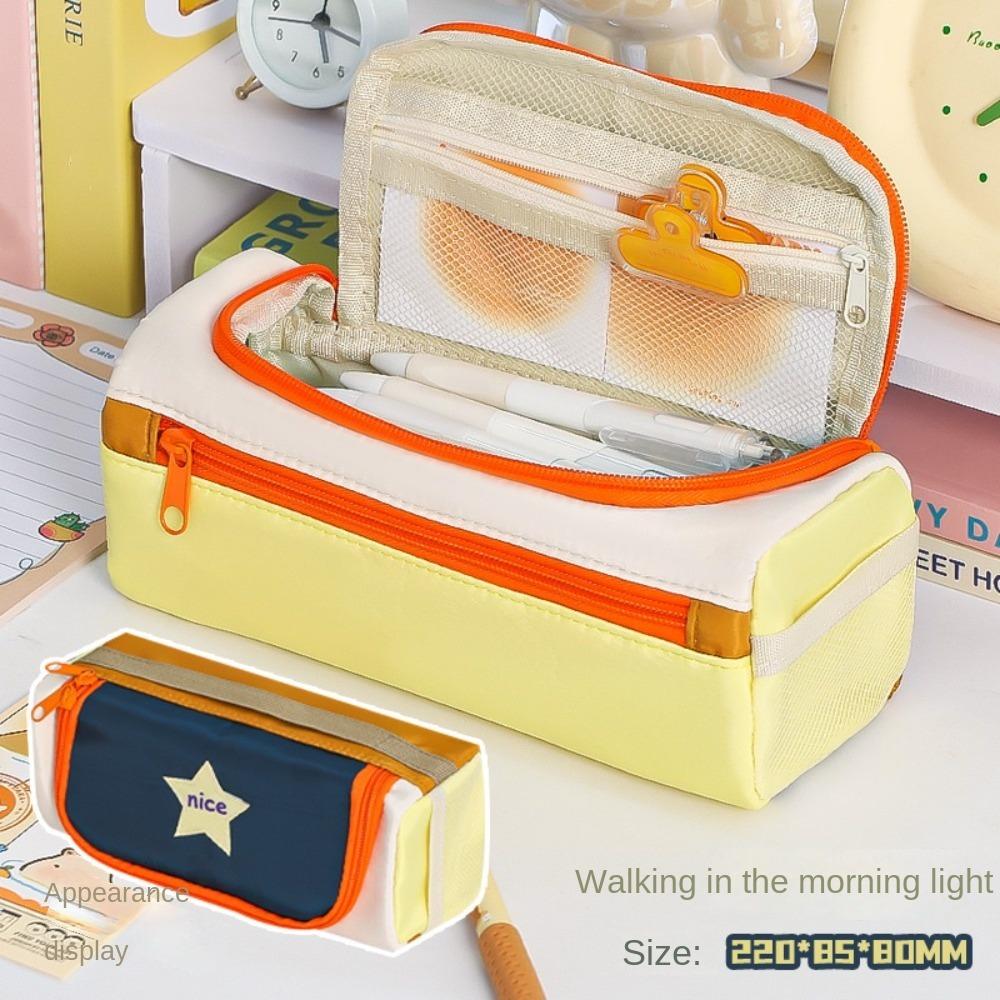 Desktop Storage Korean Star Pencil Bag Multiple Pockets Layers Stationery Storage Bag  Boys Girls