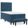 3138005 vidaXL Lit à sommier tapissier avec matelas Bleu foncé 90x200 cm