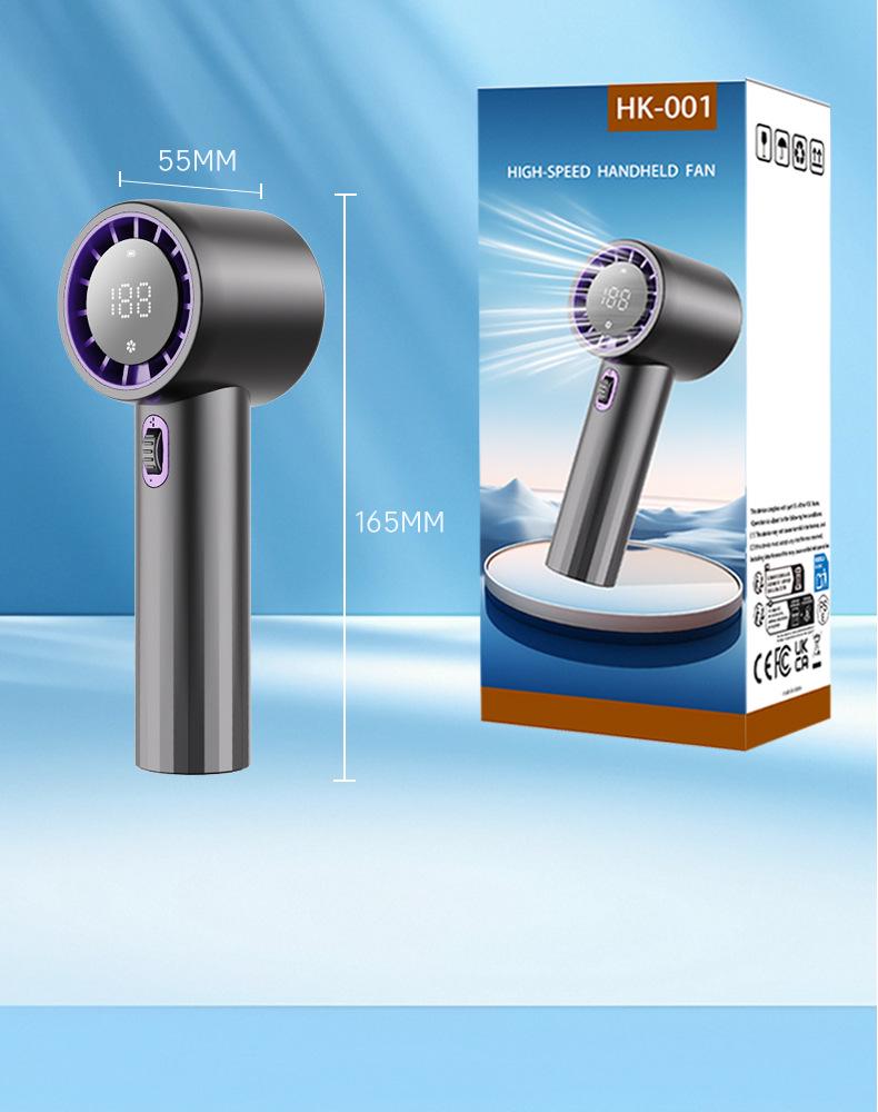 Compact USB Handheld Fan with Digital Display & Long Battery Life