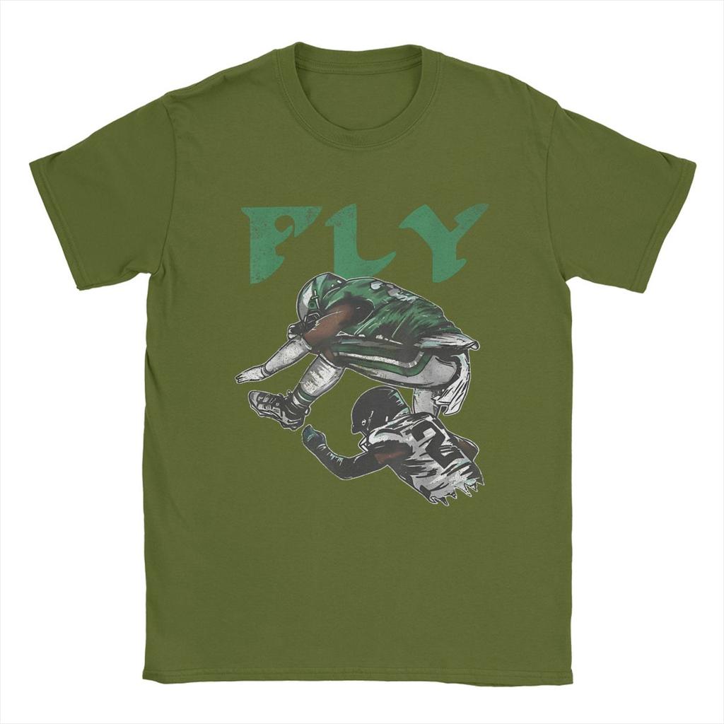 Saquon Barkley Fly The Reverse Hurdle T Shirt for Men 100% Cotton Funny T-Shirt Rugby Eagle Tees Short Sleeve Clothes Plus Size
