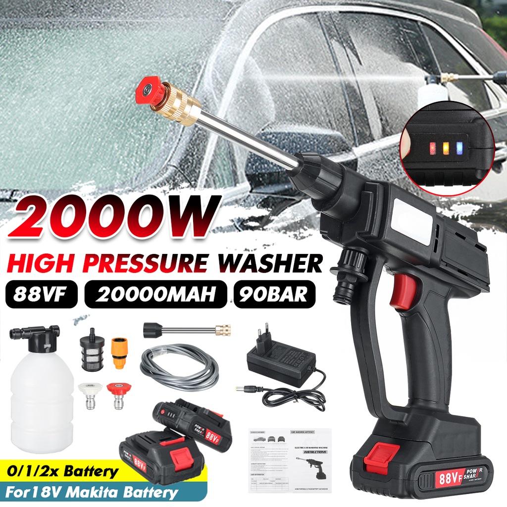 2000W 90Bar Portable Cordless High Pressure Car Washer Spray Water Guns Car Wash Pressure Cleaner Cleaning Machine