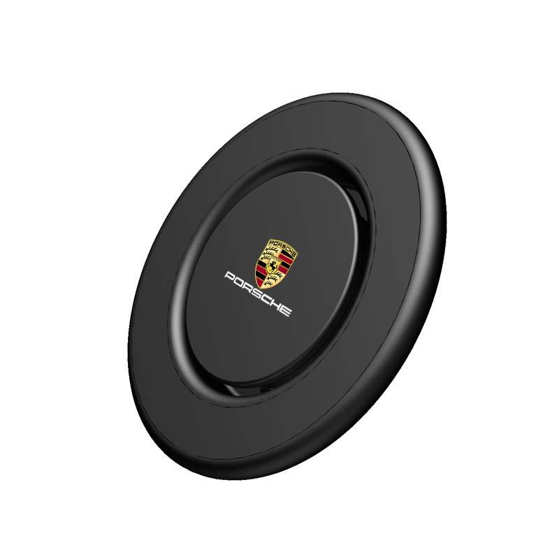 AFUHD1 Magnetic Car Emblem Mobile Phone Stand Holder Accessories For Porsche Cayenne Panamera Macan 911 718 Taycan Boxster Cayman Pajun