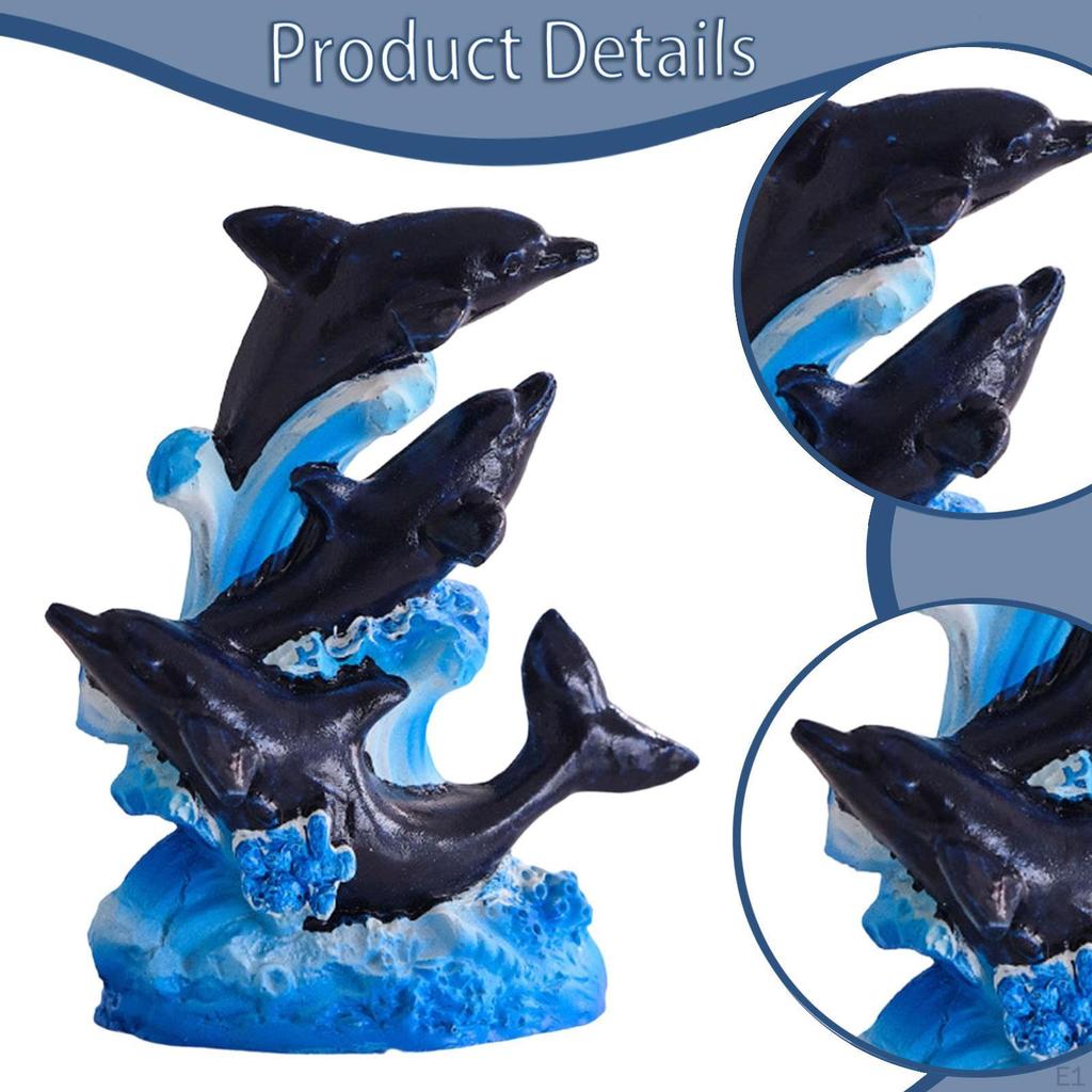 Resin Dolphin Figurine Beach Themed Room Decor Art Crafts Desktop Ornament Decorative Statue for