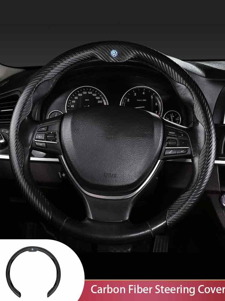 ear1 Car Leather/Carbon Fiber Pattern U-shaped Steering Wheel Cover For VW Scirocco Jetta Beetle Golf Passat Polo Tiguan Sharan