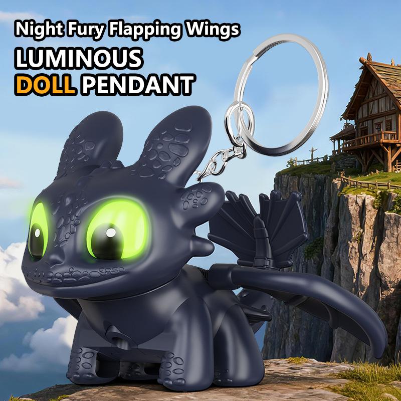 Jak vycvičit draka Bezzubku Klíčenka Kreslený Kawaii Svítící Panenka Přívěsek Dekorace Tašky Doplňky Kreativní Dárek k Narozeninám