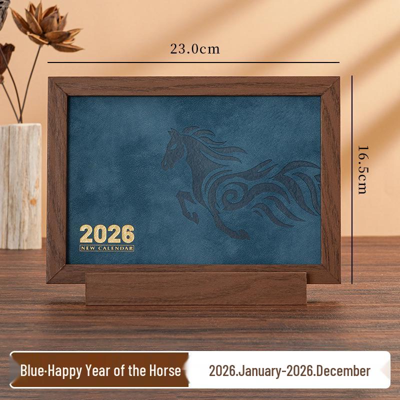 

Solid Wood 2026 Desk Calendar: High-End Creative Business Gift with Hollowed Three-Dimensional Memo and Photo Frame. 2026