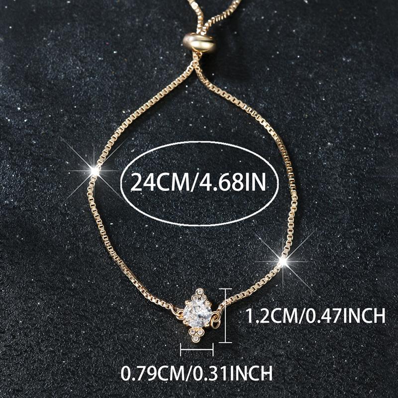 Women's Shiny White Cubic Zirconia Bracelet Luxury Gold Color Bracelet Dazzling Jewelry for Weddings and Parties