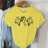 Harajuku Mode T-Shirt Druck Weiß Schwarz Pferd Grafik Damen T-Shirt Kurzarm Weiblich Sommer Pferd Lässig Locker T-Shirt