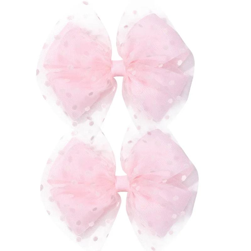 2 Pack Organza Hair Bows Clips for Girls, Non-Slip Kids Hair Accessories Cute Princess Hairpins (2025 New)