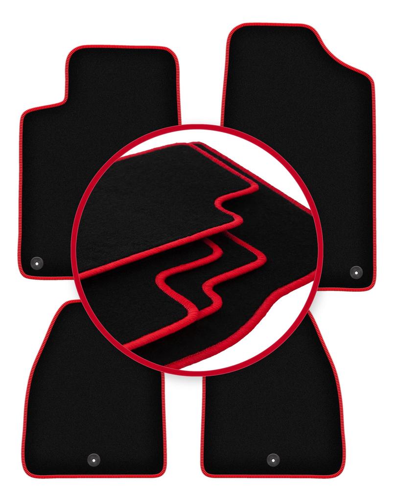 Velour floor mats with red edge for: Citroen C6 sedan (2005-2012)