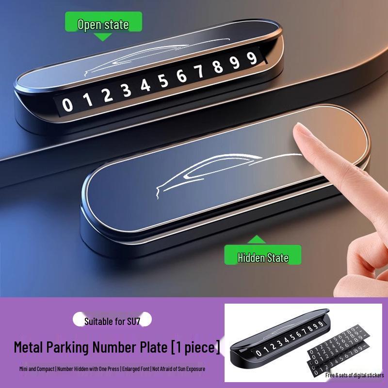 Xiaomi SU7 Metal Temporary Parking Number Plate - Creative Hidden Phone Plate Accessories
