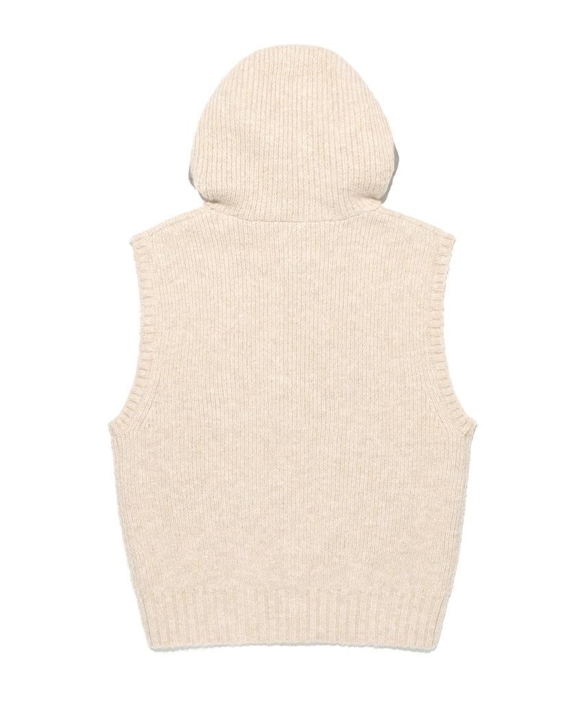 Lee Hooded Knit Vest Beige