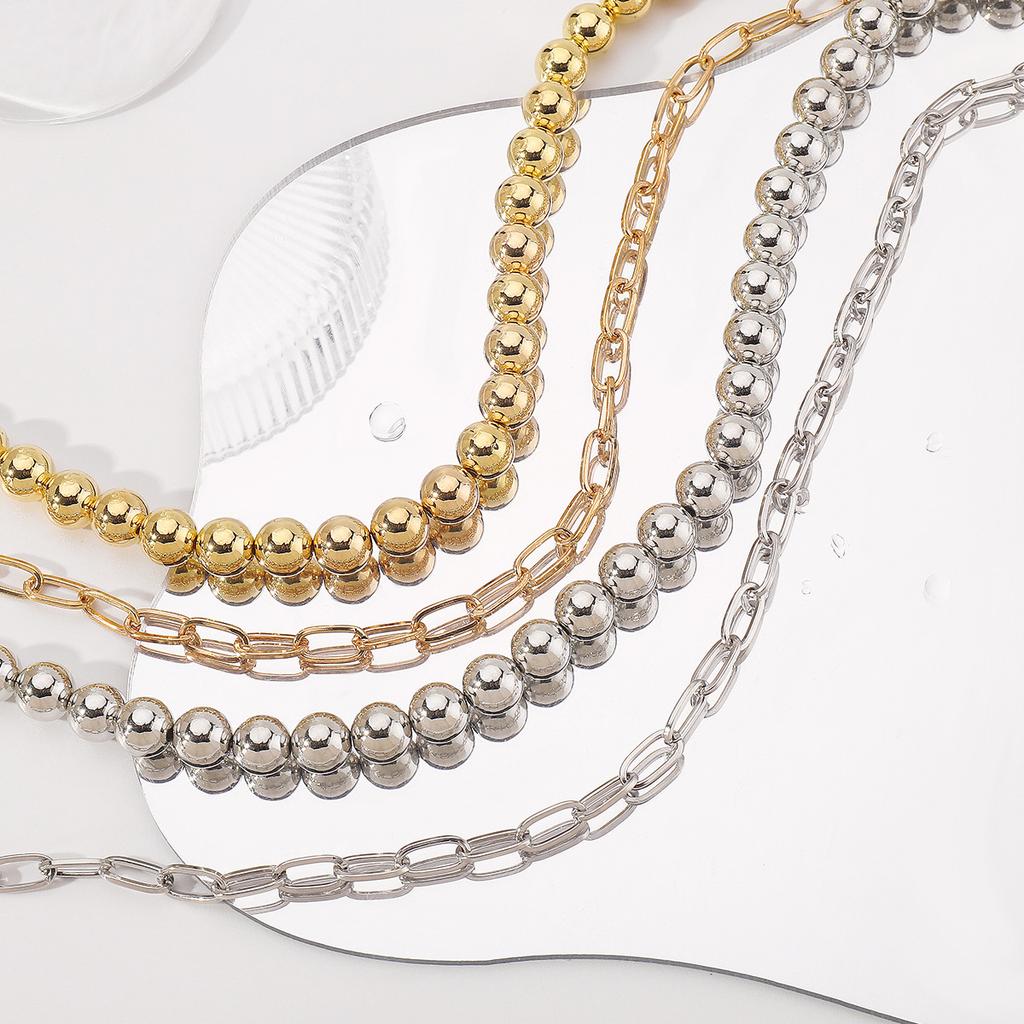 Women European Jewelry Fashion Trend Design Hot Girl Ball Chain Layered Necklace Bracelet Set