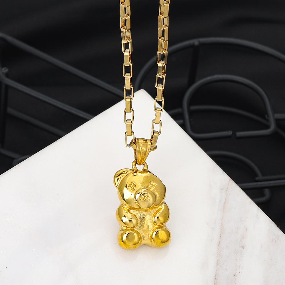 

Trendy Bear Pendant Long Hoodie Necklace for Men & Women - Autumn/Winter Collection золотой
