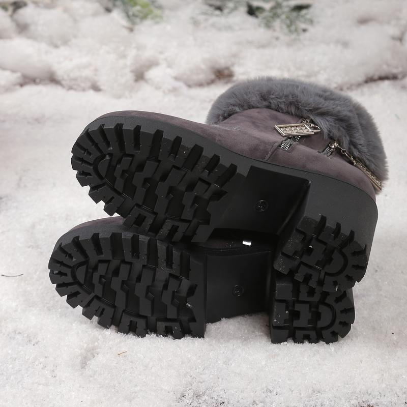 Fluffy Fur High Heel Ankle Boots with Platform Women 2025 Winter Thick Bottom Furry Snow Boots Warm Short Plush Woman's Shoes