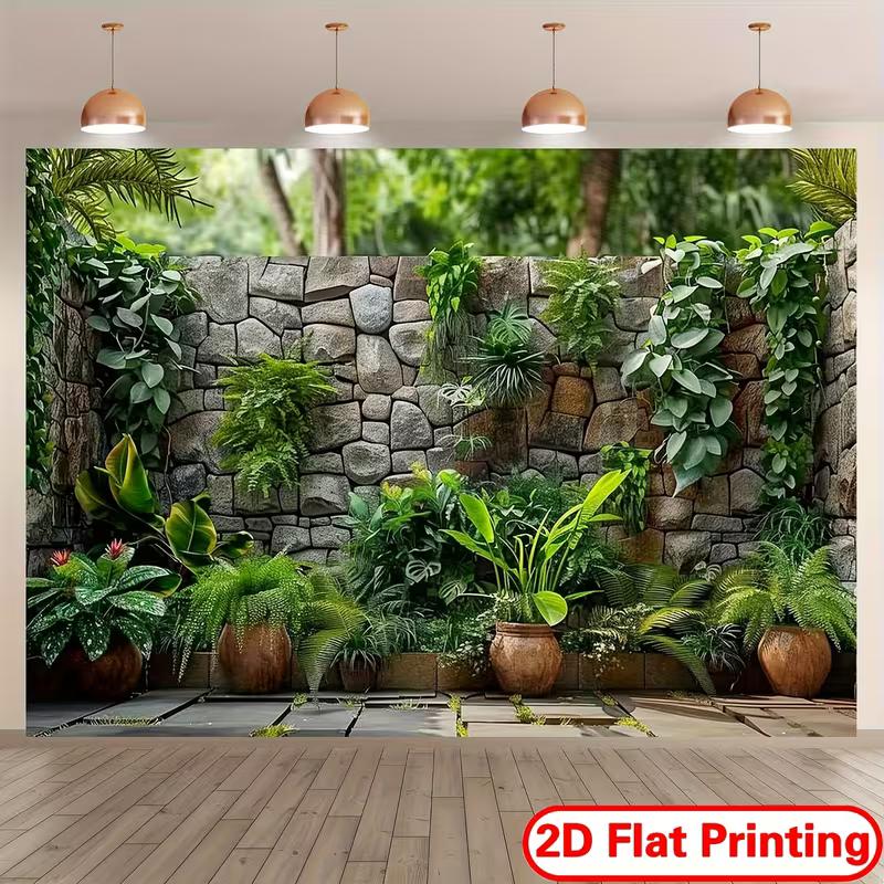 2D Üppiger Dschungelgarten Kulisse Fotografie Hintergrund Banner
