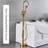Tuqiu Gold Bathroom Bathtub Faucet + Handheld Shower Free Standing Luxury Waterfall BathTub Mixer Taps Floor Mounted