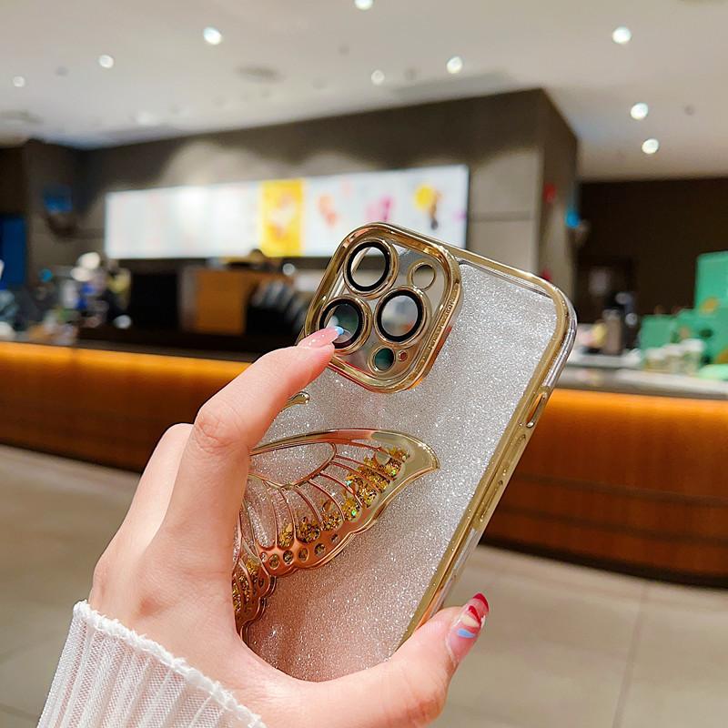 Glitter Butterfly Color Mobile Cell Phone Carrying Cases Tpu Protective Phone Cover for Iphone 16 15 14 13 12 11 Pro Max