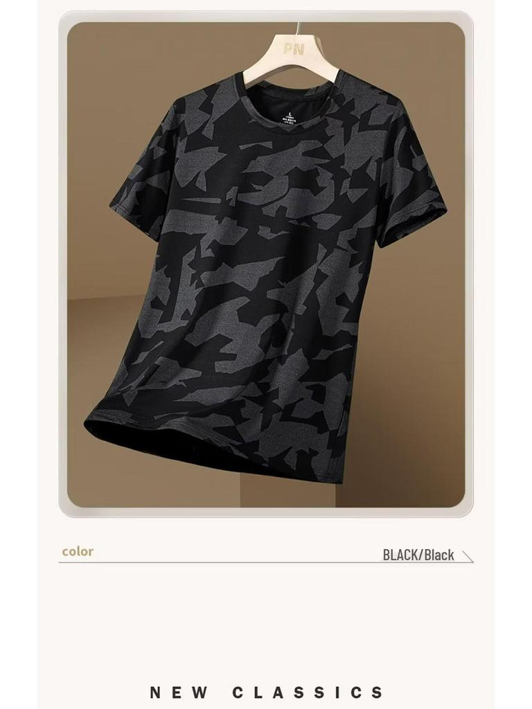 Men's Quick-Dry Camouflage Ice Silk T-Shirt - Summer Fashion Short Sleeve Sports Top