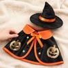 Yangyizhi 1 Set Pet Halloween Costume, Cat Wizard Hat And Cape, Cute Pumpkin Print Apparel for Small Dogs Cats Festive Party Wear