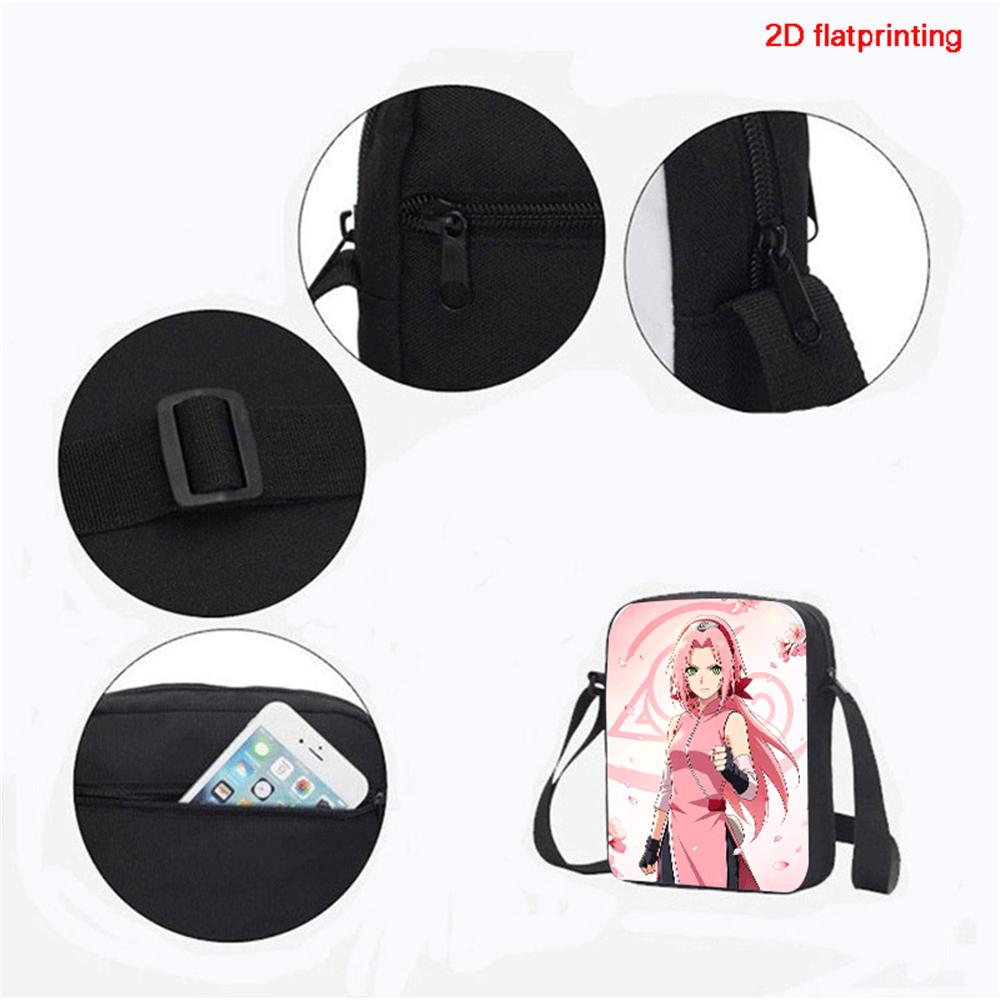 NARUTO Anime Youth Sling Carry Tote, Adjustable Straps & Closure, Light Durable Shoulder Bag, Daily School Bag Boys & Girls Ages 6-11