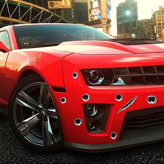 Waterproof Car Styling Shothole Scratch 3D Fake Car Funny Helmet Sticker Decals