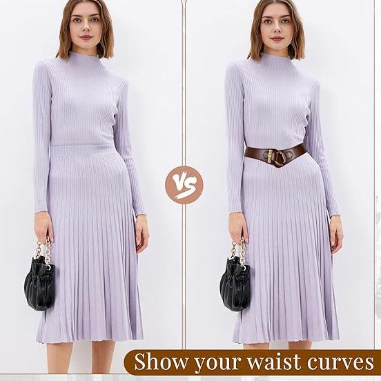 Vintage Schwarzer Elastischer Breiter Bund für Damen - Retro Mode Gürtel für Pulloverkleid